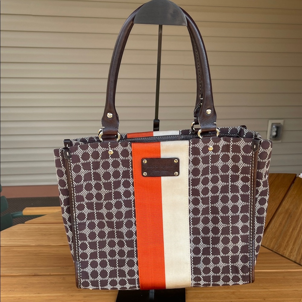 Kate Spade Brown and Orange Patterned Tote